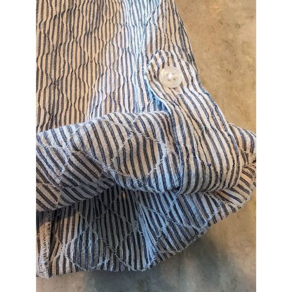 Chicos Womens 2 Medium Pullover Tunic Top Roll Tab Sleeves Black White Stretch - Picture 5 of 13